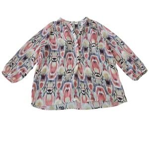 BB Dakota Multicolor Semi Sheer Henley Blouse Size S